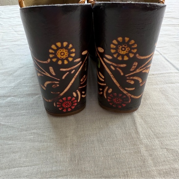 Y2K vintage wood suede wedge clog mule size 9 - Picture 7 of 7